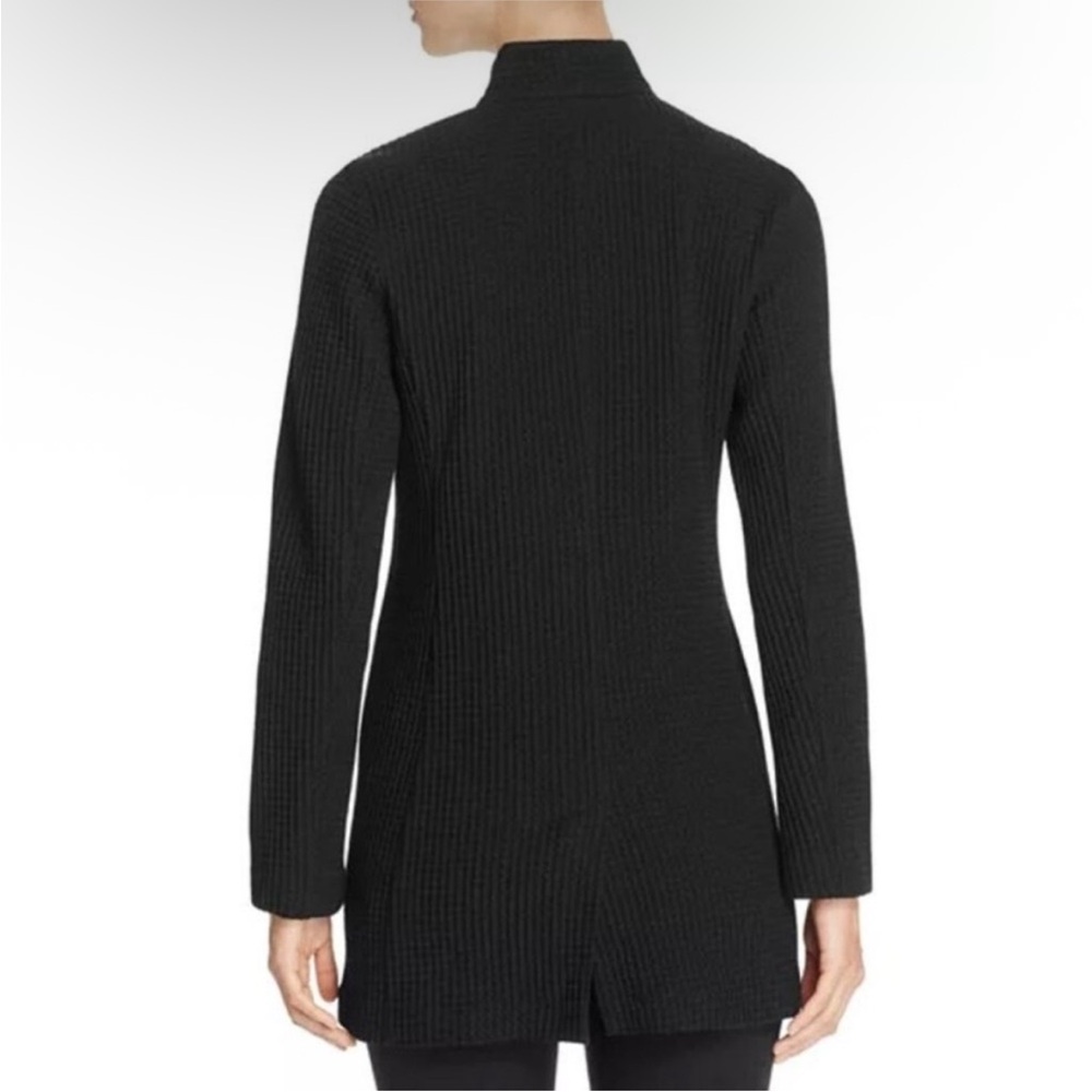 Eileen Fisher Black Ribbed Trench Coat - Picture 2 of 16